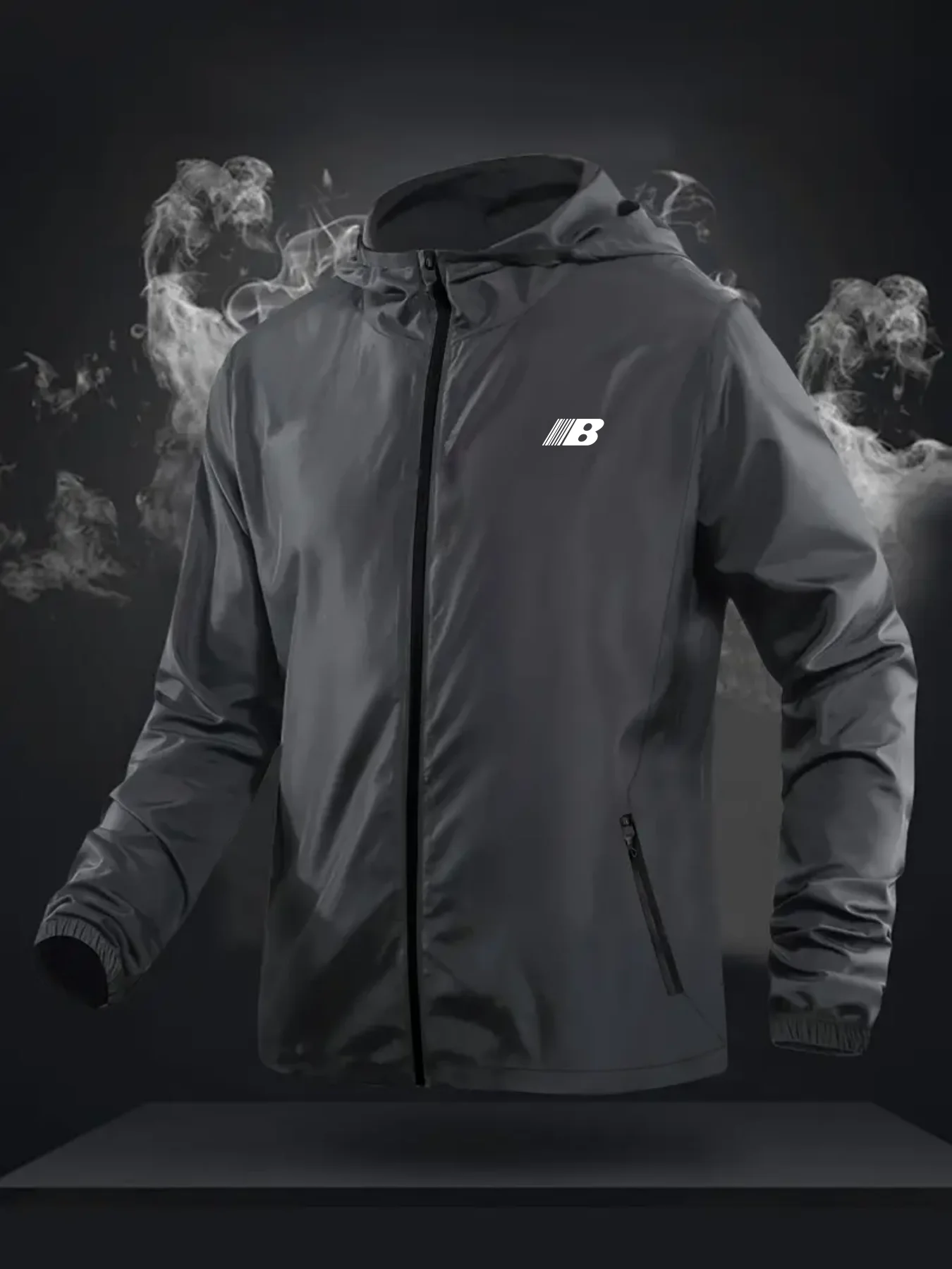 Leichte Herrenjacke mit Kapuze, Reißverschlusstaschen, lässige Sport-Oberbekleidung zum Laufen und für den täglichen Gebrauch. – Detail 2