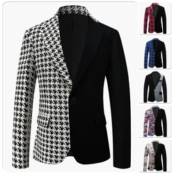 Men's Single Breasted Spliced Blazer Contrast Color Suit Jackets Drama costume Blazers Men Half side Contrast Color Spliced Suit