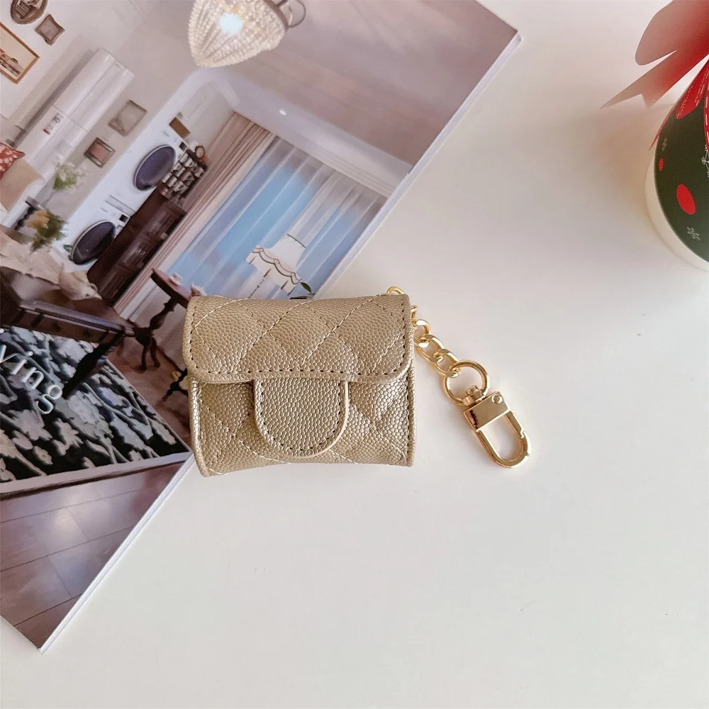 Mode lederen draadloze Bluetooth-headset beschermende schaal voor AirPods 4 2 3 Pro 2 met sleutelhanger Gemakkelijk mee te nemen Mannen en vrouwen