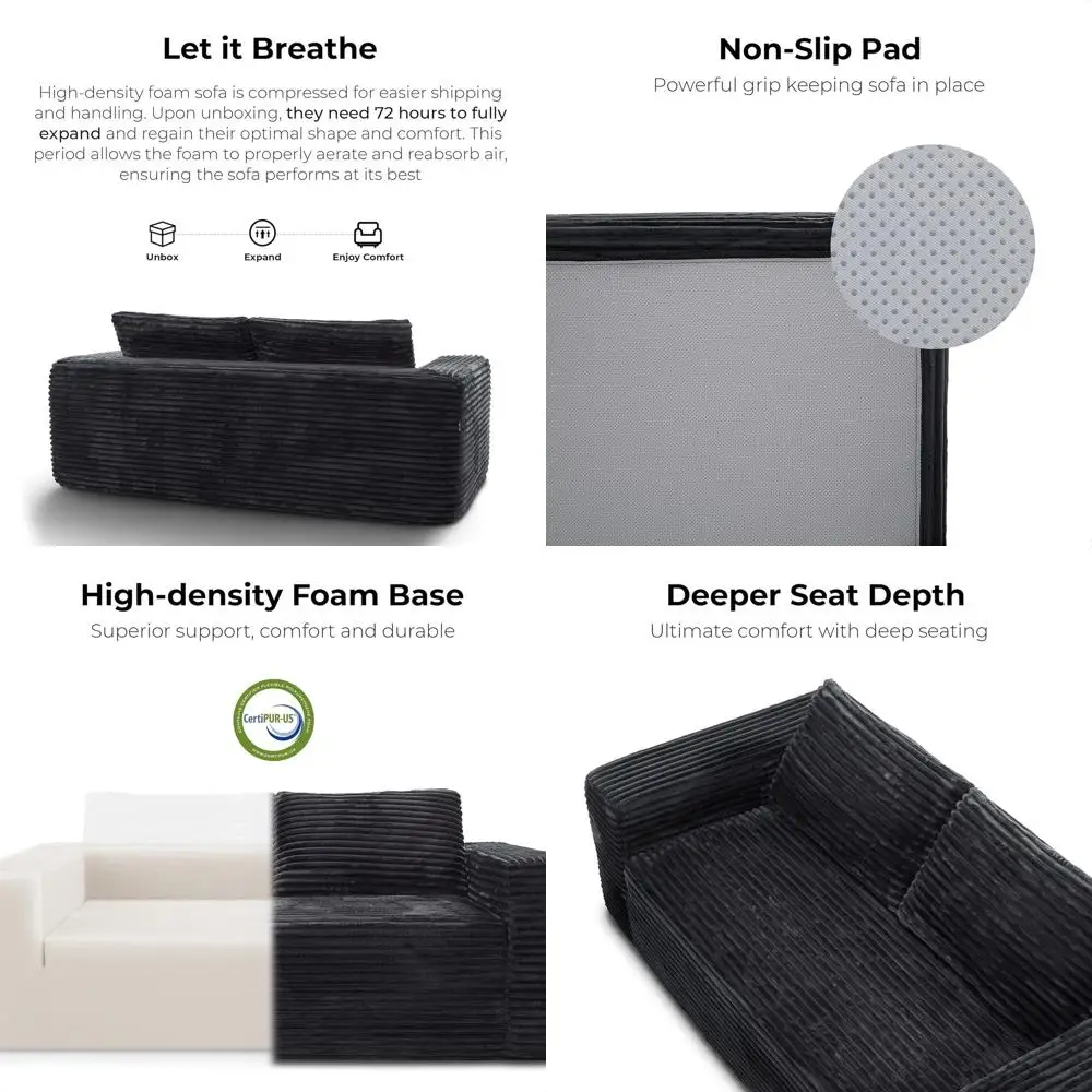 

71 Cloud Loveseat Sofa in a Box, No Assembly Needed, Deep Seat Comfort, Plush Fabric, Ideal for Living Room, Bedroom, or Home Of