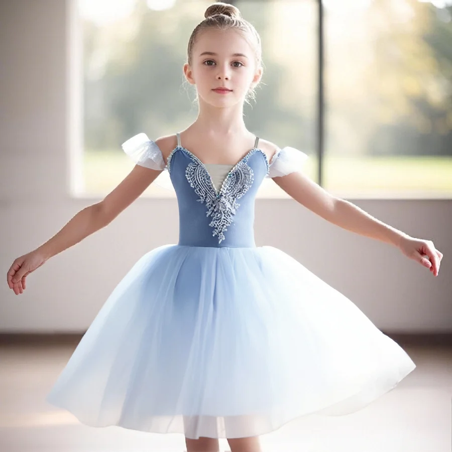 الفتيات الرقص فستان راقصة الباليه ازياء فستان الحفلات الأطفال فستان الباليه أداء الملابس بحيرة البجع توتو فستان المهنية