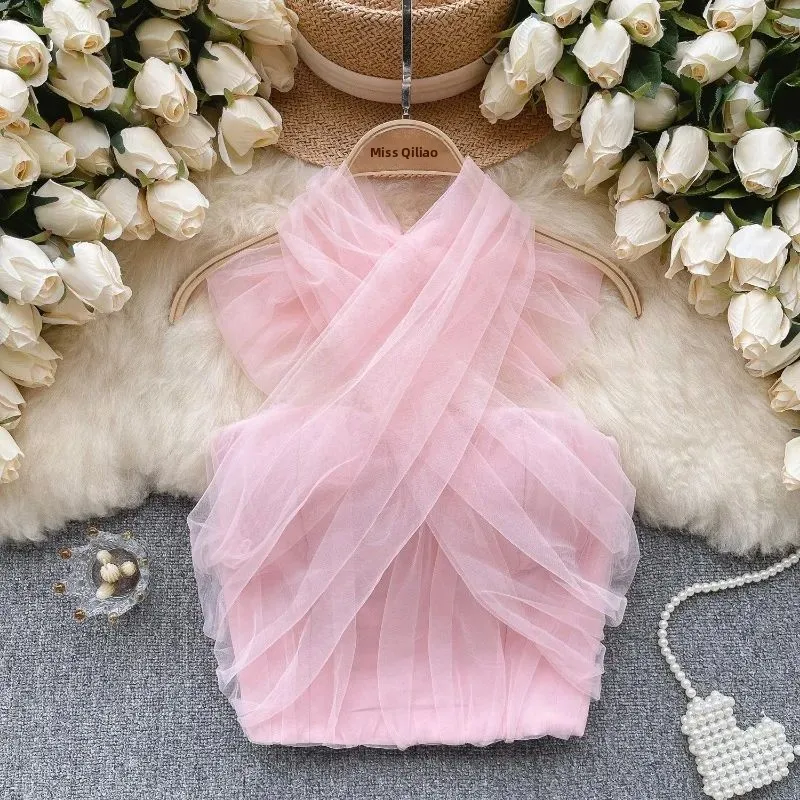 

Sexy ter Off-oulder Crisscross Bandage Tank Top Chic G-String Vest Women's Faion Summer 2024 Other Material 00%