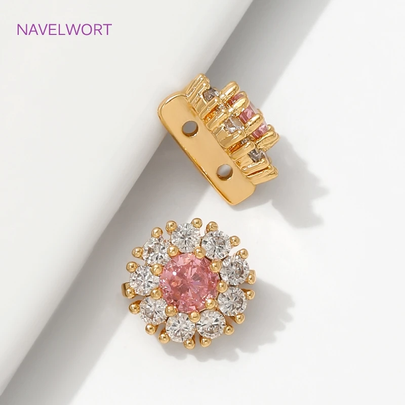 18K مطلية بالذهب مطعمة الزركون الخرز فواصل موصل ، النحاس 2/3 حفرة فاصل فواصل DIY بها بنفسك الديكور مجوهرات اكسسوارات