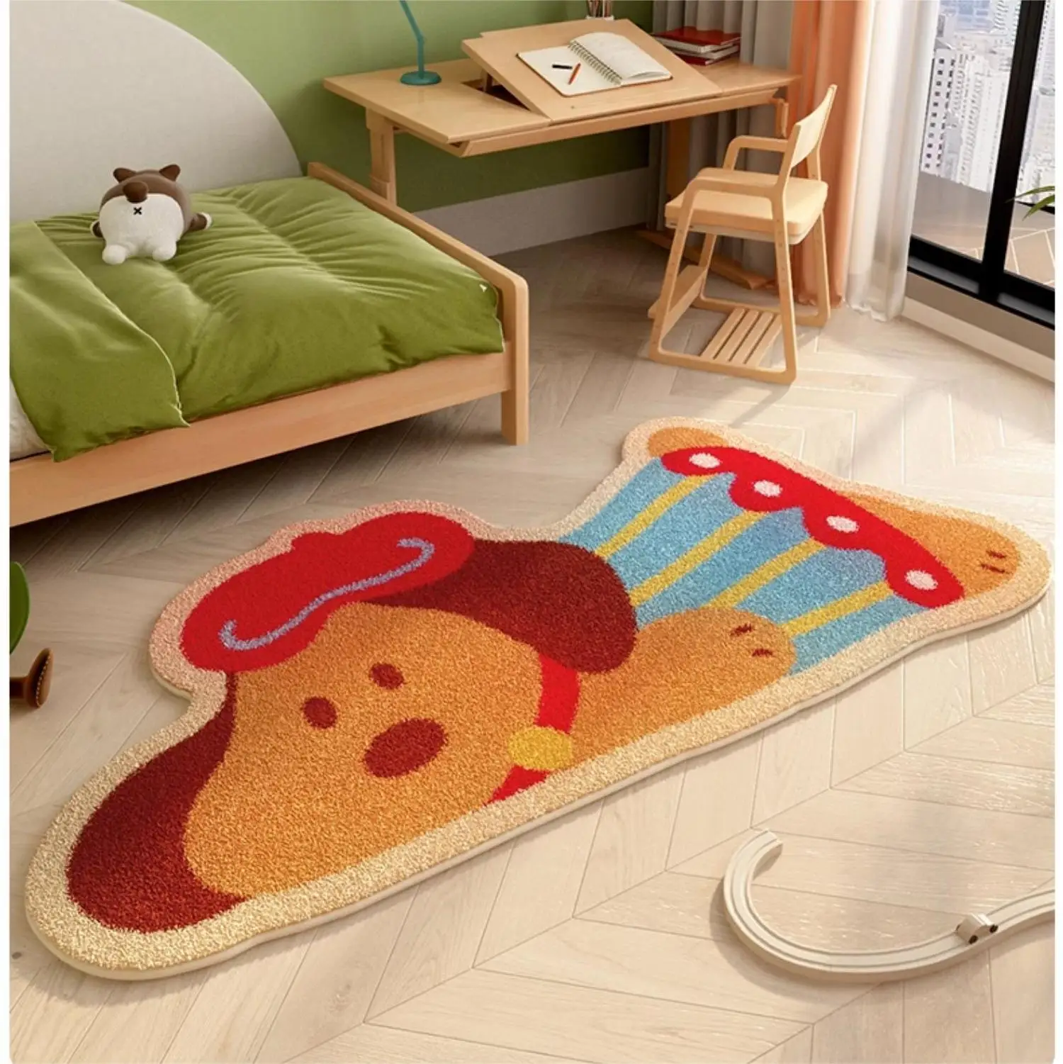 VIKAMA Cartoon Shape Imitation Cashmere Carpet Cute Dog Bed Blanket Living Room Children's Room Winter Plush Bedroom Floor Mat