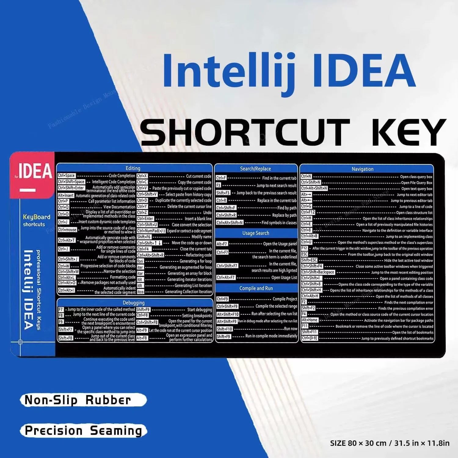 Intellij Idea Shortcut Key المطاط سطح المكتب الوسادة السلس حركة الماوس حصيرة المضادة للانزلاق دائم ملحقات الكمبيوتر المحمول دراسة مكتب حصيرة