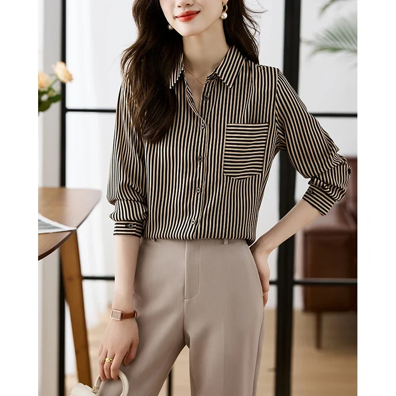 New Arrival Women\'s Blusa Mujer for Spring Autumn Fashion Trendy Print Ladies\' Button-Down Shirt for Work and Casual