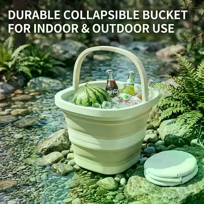 Space Saving Foldable Water Bucket Collapsible Pail for Camping Fishing Convenient Carry Outdoor Gear