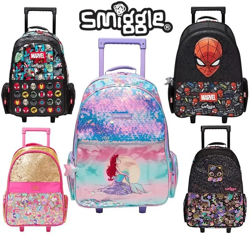 Genuine Disney Australia Smiggle Mermaid Spider-man Tie Rod Backpack Can Carry Large Student Travel Backpack Backpack Travel