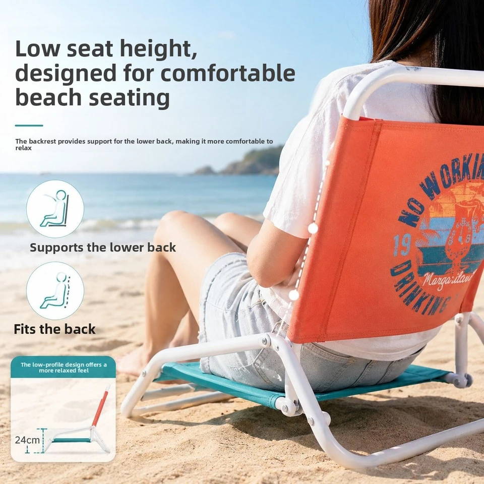 Outdoor Foldable Leisure Chair Oxford Fabric Low-legged Steel Tube Brazilian Chair Camping Beach Folding Short Beach Chair