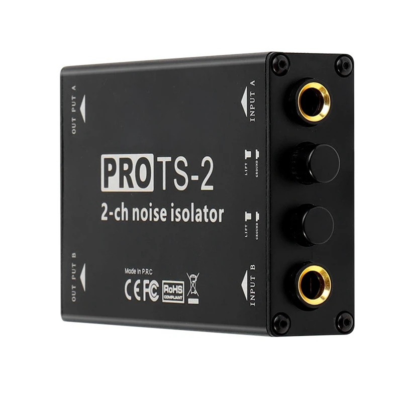 New TS-2 Audio Isolator Dual Channel 1/4Inch 6.5 Noise Reduction Filter Noise Eliminating Grounding Ring Isolation