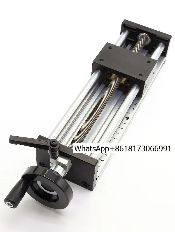 Manual linear sliding table module handwheel precision translation table with scale locking T-screw guide rail hand crank