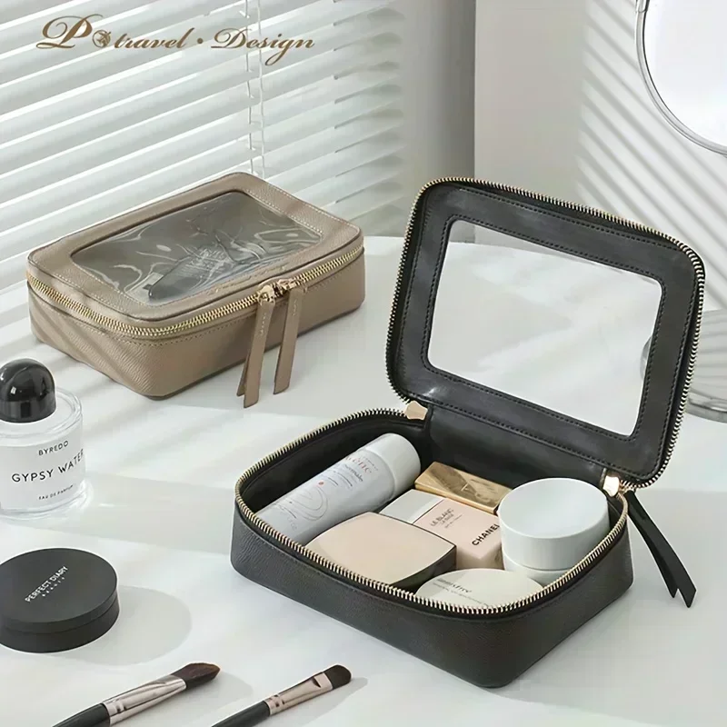 1pc borsa cosmetica trasparente borsa da toilette impermeabile organizzatore con cerniera per cosmetici ed elementi essenziali da viaggio