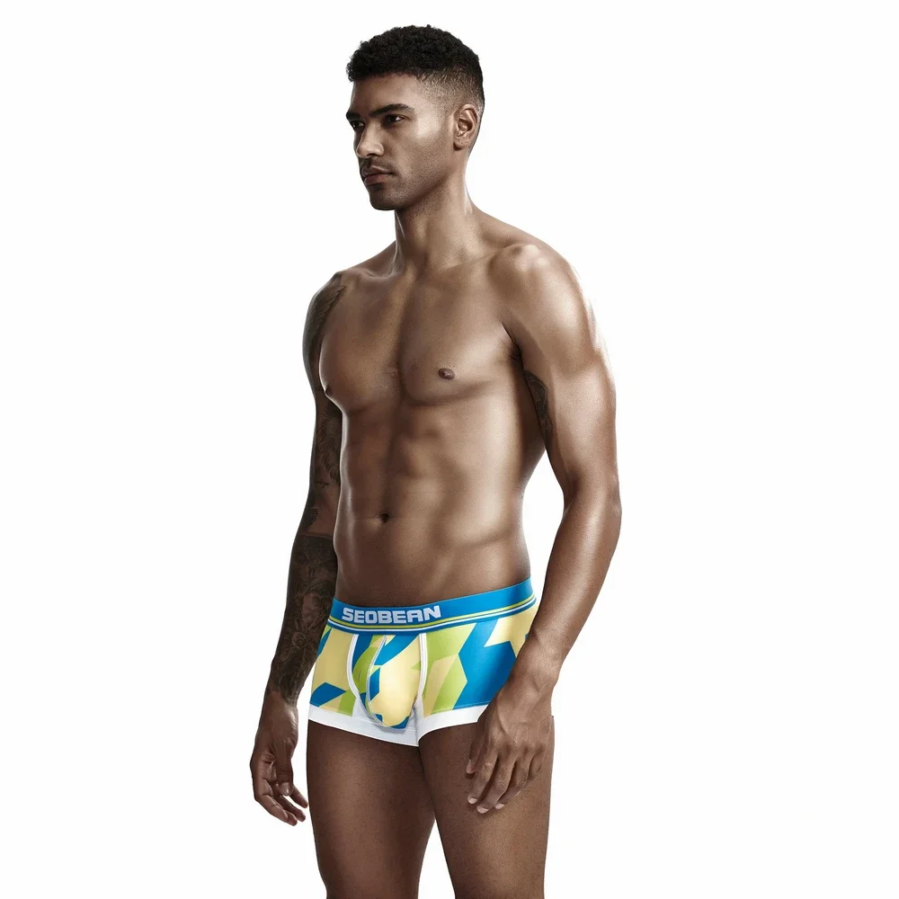 Seobean-houndstooth boxers for men, new pattern underpants, neopreno pyjama, camo, sexy underwear