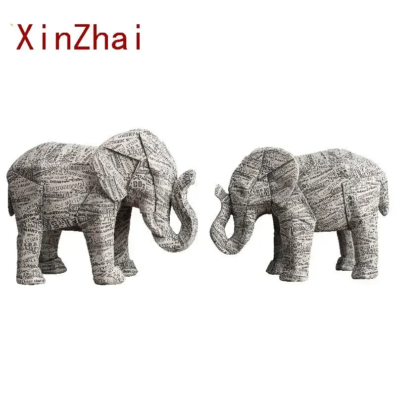 

VILEAD 20cm Simple Elephant Statue Ornament Nordic Creative Model Home Decoration Accessories Geometric Origami Animal Figurines