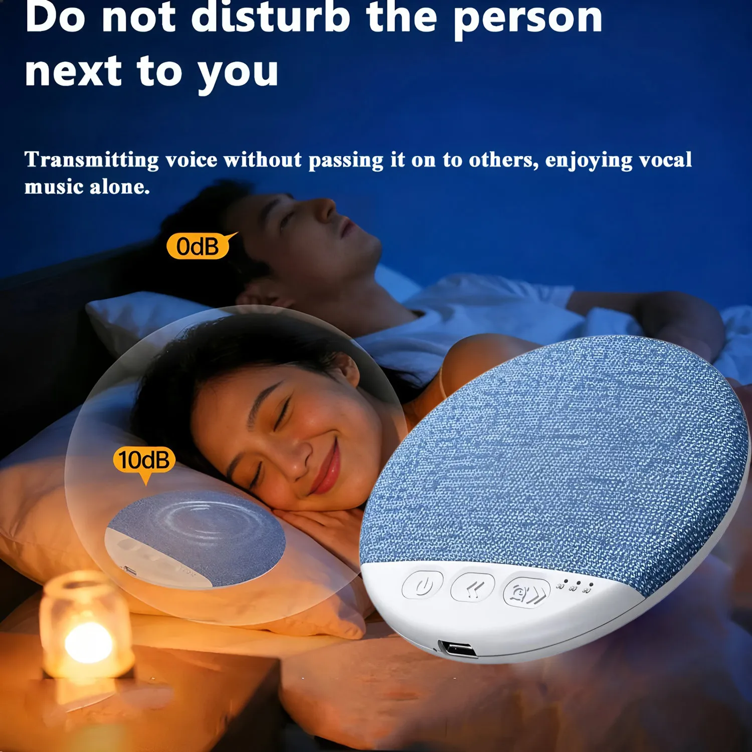 Wireless Bluetooth 5.4 Pillow Speaker HiFi Stereo White Noise Machine with 30/60/90 Min Timers for Bedroom Under Pillow