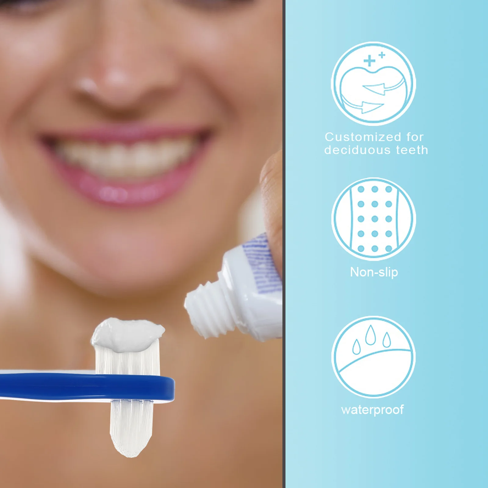 

2Pcs False Teeth Brush Denture Cleaning Brush Double Head T-Shape Nylon Bristles Long Handle Easy Control White Blue