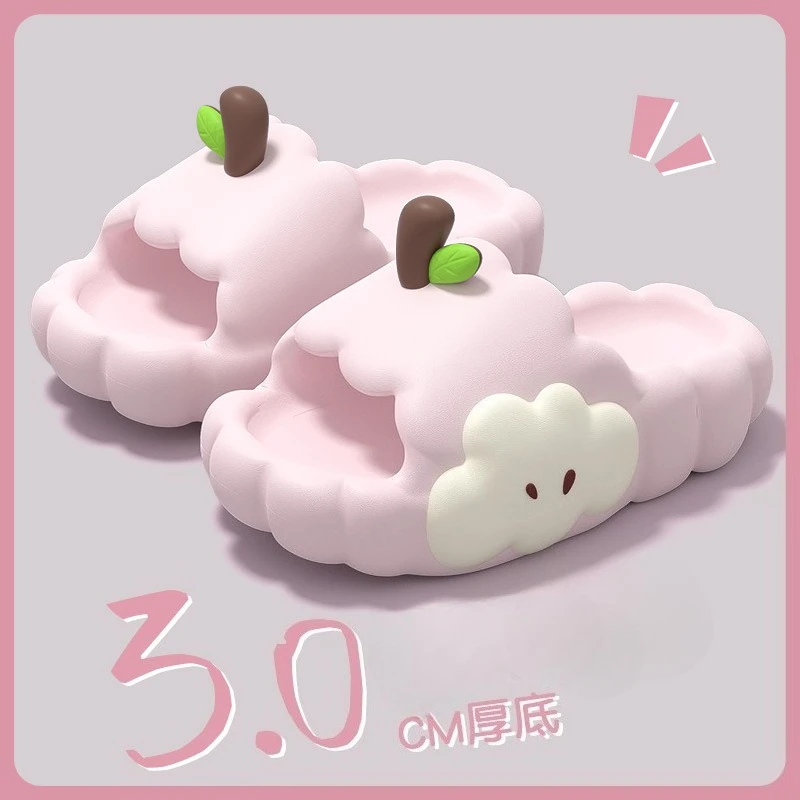 

New Cute Little Apple Slippers, Men's and Women's Summer Home Indoor Thick-Soled Anti-Slip Cloud-Like Beach Slippers