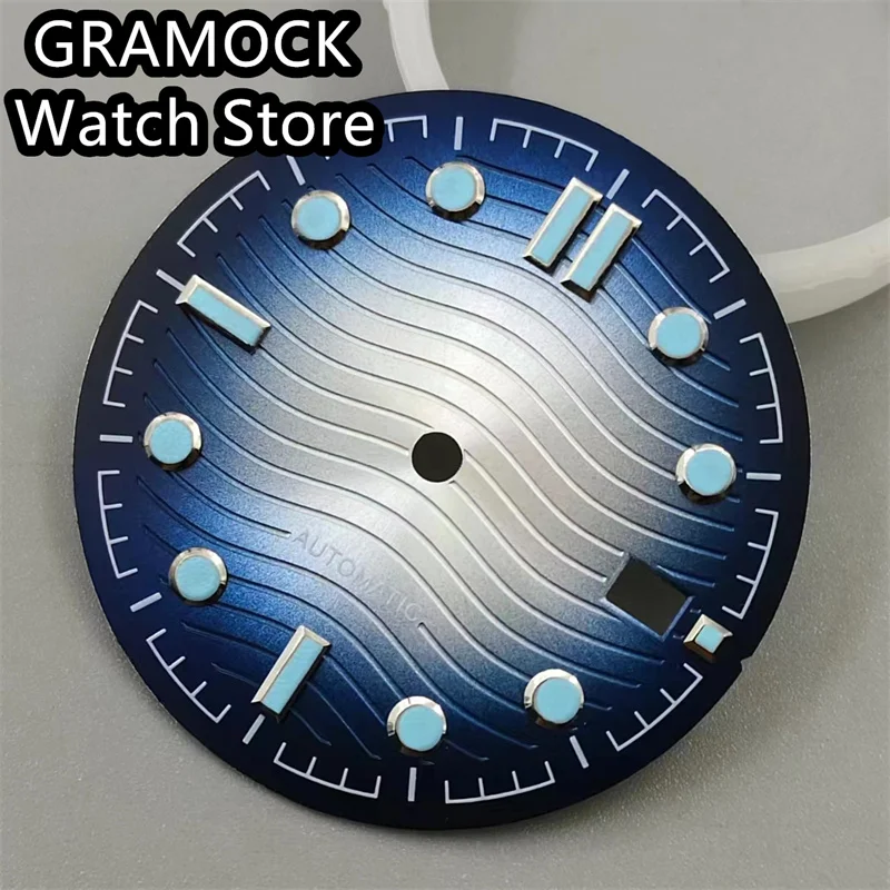 GRAMOCK 31mm Dial Gradient Color Blue Luminous Fit NH35 Movement For 41mm Automatic Mechanical Watch Case Date Window