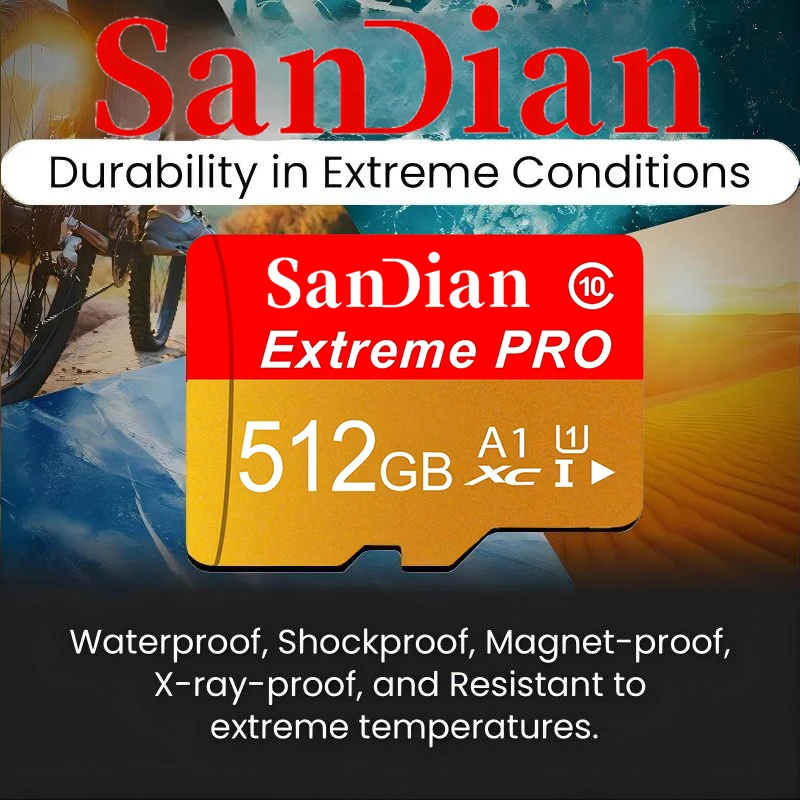 Memory Card 512GB Lightweight Micro TF SD Card 256GB SD Cards 128GB TF Cards 64GB Temperature Proof for Laptop/E-Reader/Drone/CC