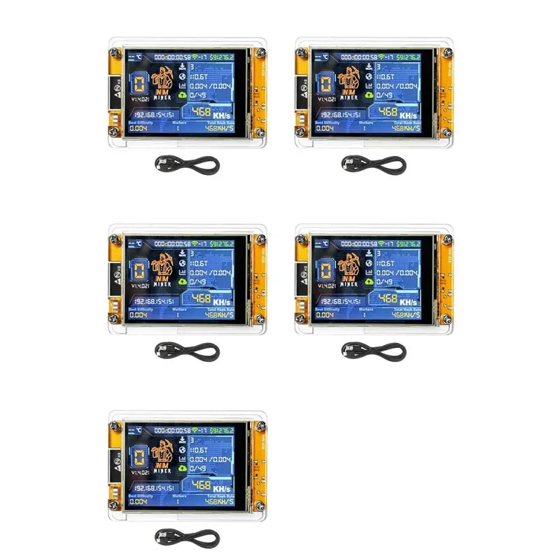 

5X Nmminer Nerdminer V2 468KH/S Hashrate BTC Solo Lottery Miner ESP32 2.8Inch Smart Display Bitcoin Crypto Lottery Miner-ABIU