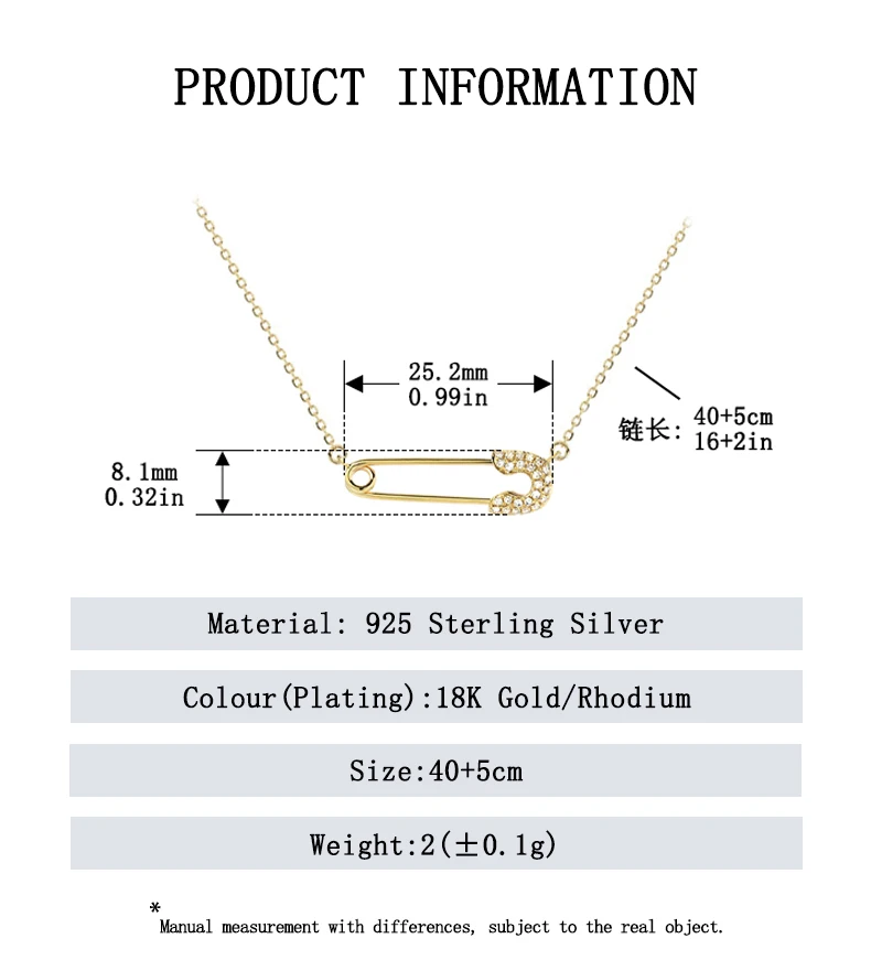 Halskette mit Sicherheitsnadel-Anhänger aus 925er Sterlingsilber für Damen – Schicker, stilvoller Zirkonia-Schmuck für Mädchen und Frauen – Detail 2
