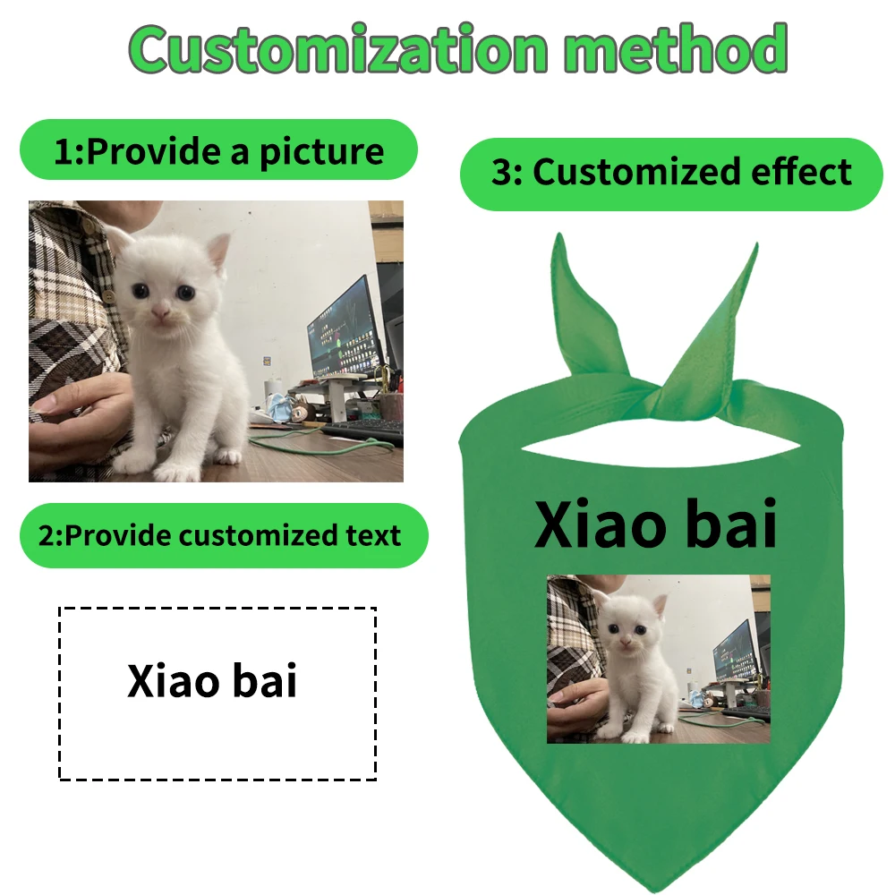 Customized pet cotton scarf  DIY pet pattern printing text and logo Custom with adjustable triangular shape Cat Dog Accessories view 2
