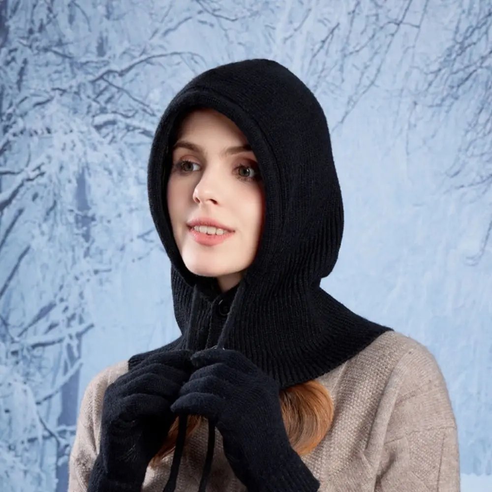 

Simple All-in-one Balaclava Winter Warm Hat Cold-proof Woolen Knitted Gloves Casual Elegant Winter Warm Set Men and Women