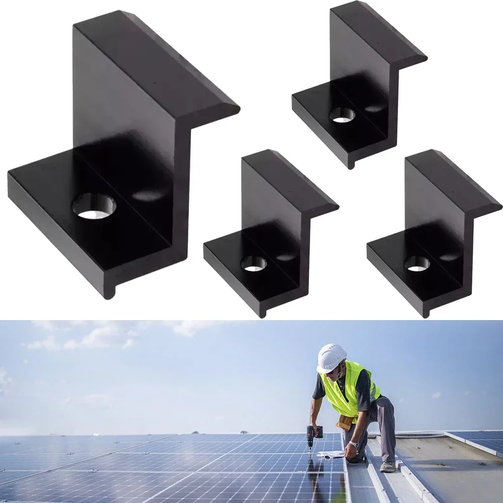 4 قطعة مشابك نهاية الألواح الشمسية الكهروضوئية تصميم سبائك الألومنيوم مناسبة لأنواع السقف المختلفة ملحقات سهلة التركيب #6