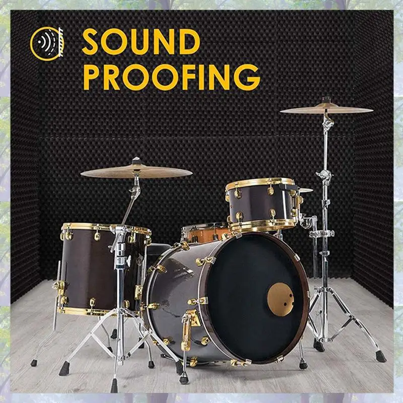 24 عبوة من ألواح الرغوة الصوتية ذاتية اللصق، لوحة حائط معالجة عازلة للصوت مقاومة للحريق، تقلل من رغوة الضوضاء للاستوديو، إلخ