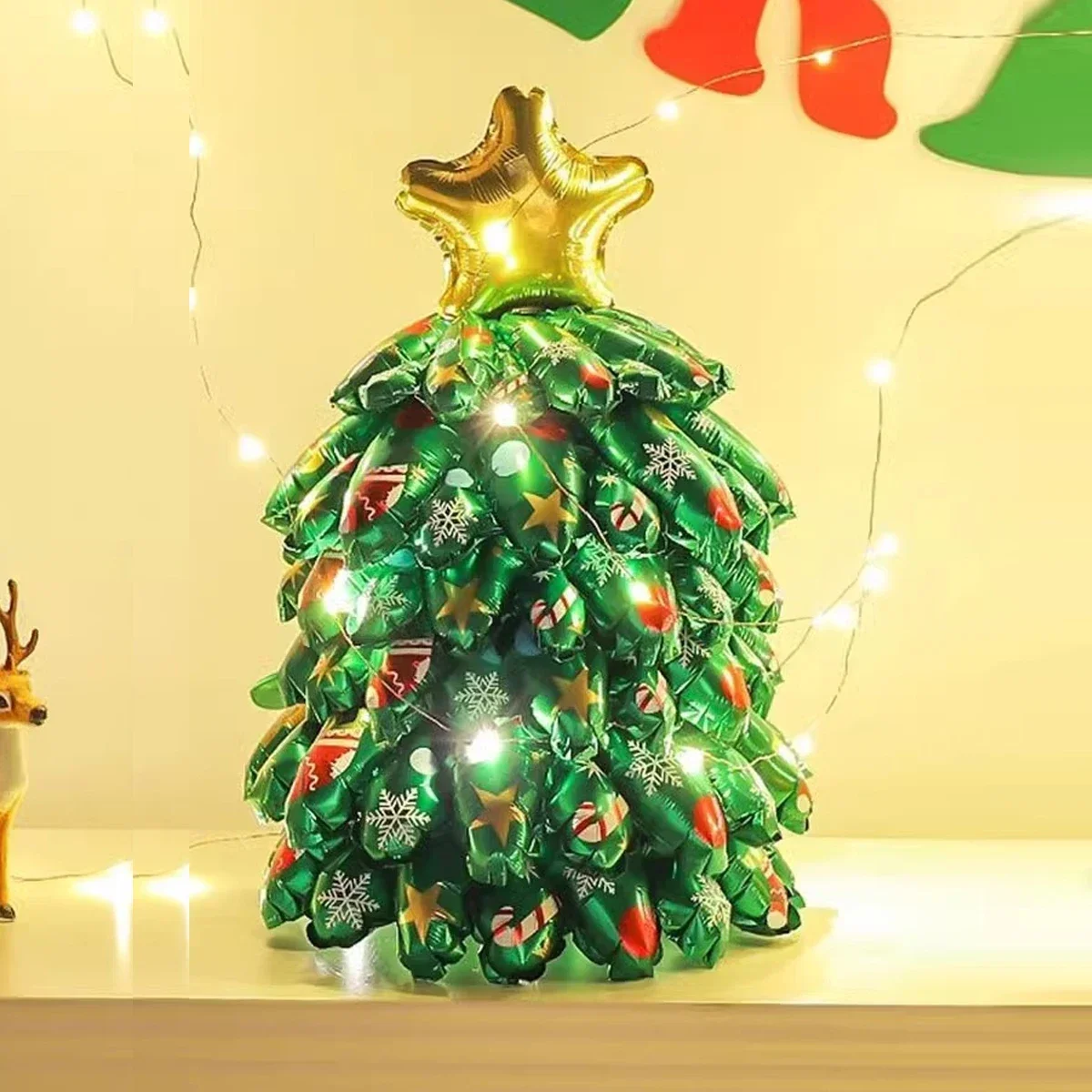 كبير الدائمة شجرة عيد الميلاد الحلي ثلاثية الأبعاد لتقوم بها بنفسك نفخ تقسم الألومنيوم احباط بالونات للمنزل السنة الجديدة عيد الميلاد زينة مجموعة