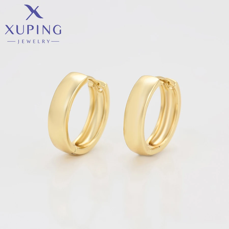 Xuping Jewelry New Arrival Promotion Simple No Stone Light Gold Color Huggies Earrings for Women Girl Party Gift X000756742