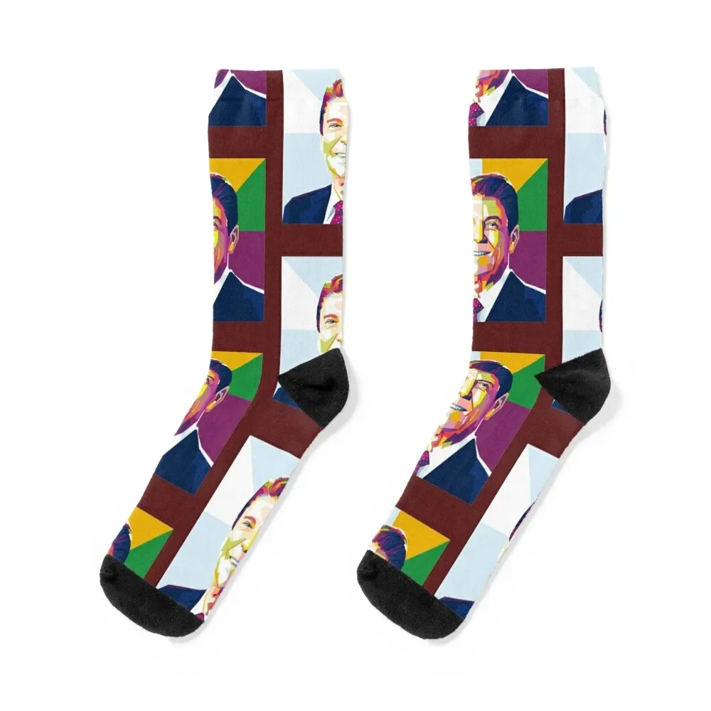 

Vintage portrait of Ronald Wilson Reagan Socks cool funny sock Stockings man funny gift Socks Ladies Men's