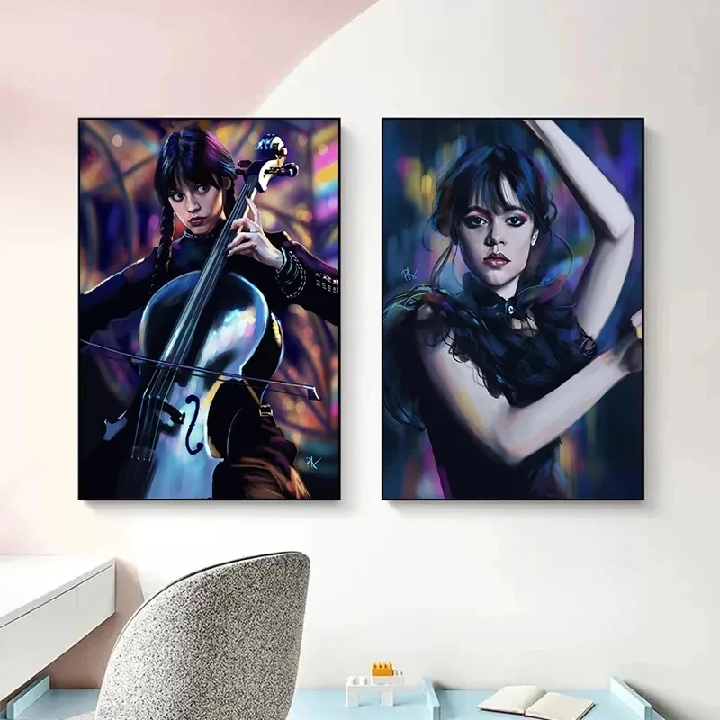 Movie TV Play Wednesday Posters Prints Fantasy Canvas Painting Portrait Wall Art Picture for Nordic Living Room Bedroom Decor