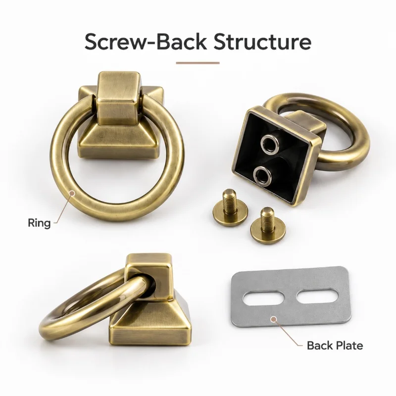 5/10/20Pcs 18mm O Ring Metal Side Clip Buckles Handbag Handle Connector Tote Strap Shoulder Purse Screw Clasp DIY Bag Hardware