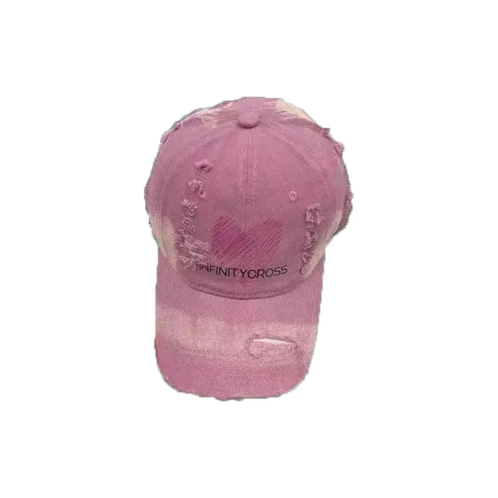 

Fashion Cotton Love Baseball Hat Adjustable Soft Top Letter Baseball Cap Korean Style Sun Hat Hole Peaked Cap Summer