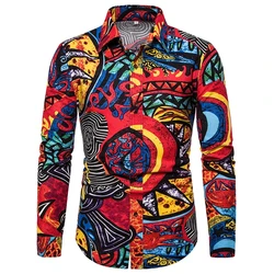 Stripe 3d Print Shirts Men Fashion Personality Graphic Shirt Long Sleeve Casual Boys Single-Breasted Blouse Male Clothing Camisa