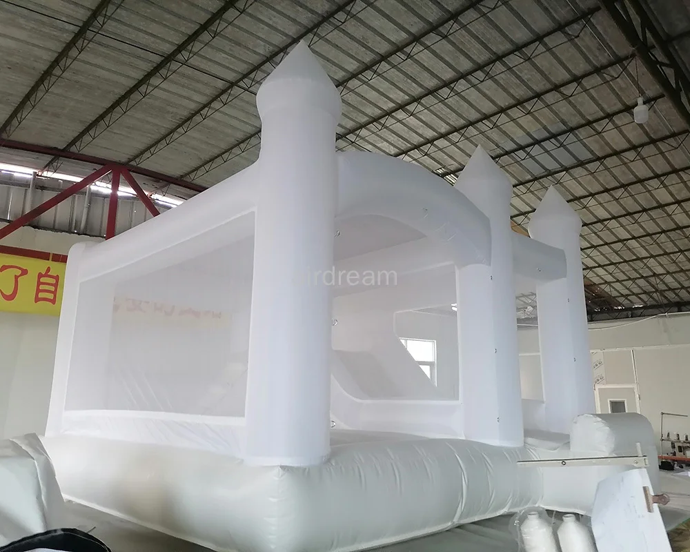 Commercial Half PVC Bounce House with slide For Wedding Inflatable White Bouncy Castle Air Bouncer Combo For Kids Adults Party