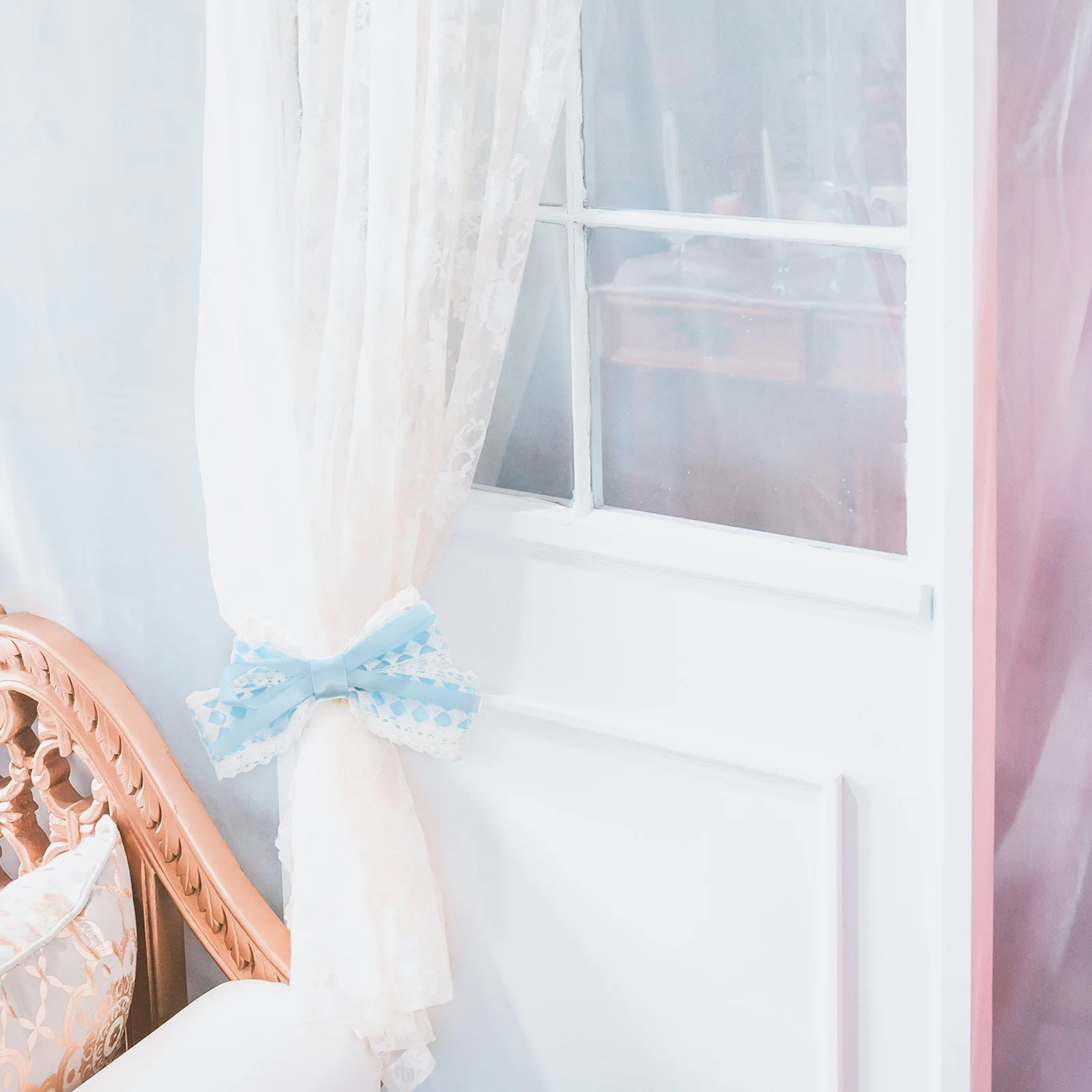 

2pcs Butterfly Curtain Tiebacks Lace Edge Bow Style Decorative Holdbacks For Bedroom Living Room Window Drapery Accessories