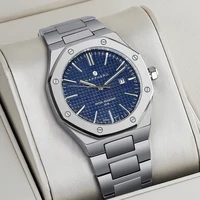 Reloj SAPPHERO para hombre, correa de acero inoxidable, diseño resistente al agua, calendario automático, regalos festivos, exquisito reloj con caja de regalo