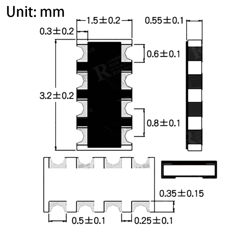 100PCS SMD Exclusion resistor 0603 8P4R 2*4P 56 62 68 75 82 100 110 120 130 150 160 180 200 220 240 270 300 330R 360 Ohm