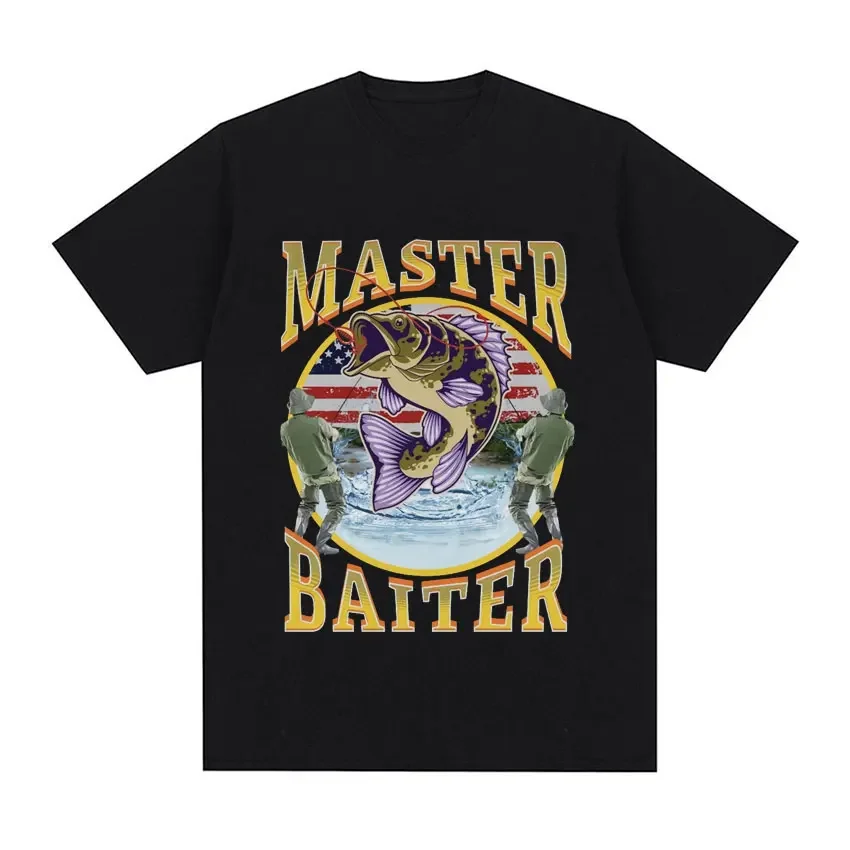 

Y2k Tshirt Men Clothing New in Top & Tees Mens T-Shirt Camisetas Funny Master Baiter Fishing Parody Short Sleeved Round Neck