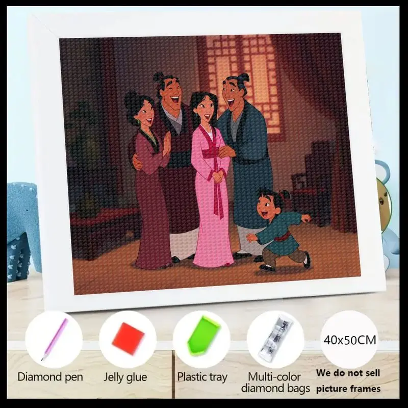

5D алмазная живопись DIY Set Family Joy Scene — набор красочных кристаллов с алмазной ручкой, клеем, пластиковым подносом и разноцветными