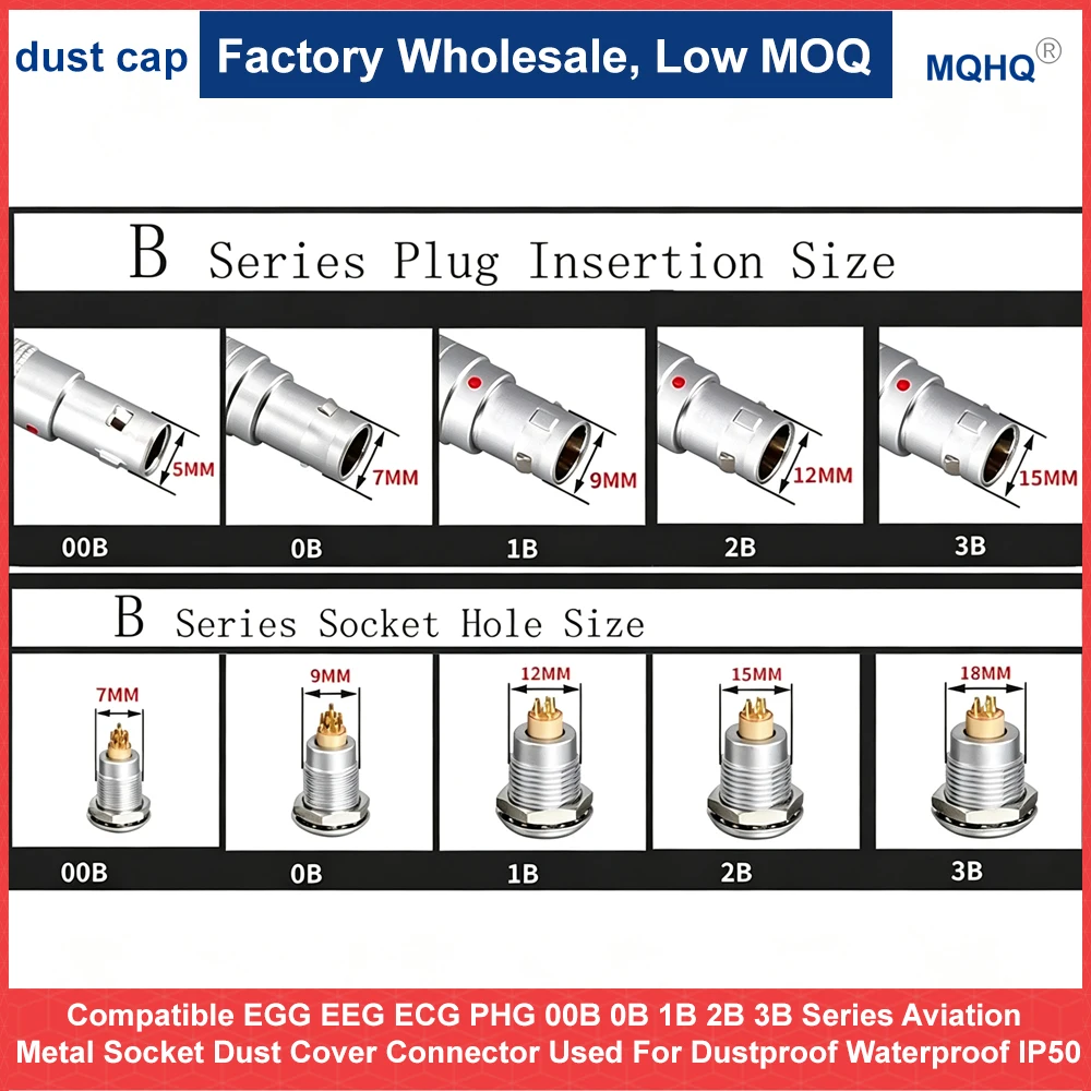 Compatible EGG EEG ECG PHG 00B 0B 1B 2B 3B Series Aviation Metal Socket Dust Cover Connector Used For Dustproof Waterproof IP50