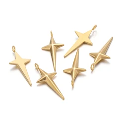 5pcs Stainless Steel Long Cross Star Charms with Holes for DIY Jewelry Necklaces Pendants Earrings Bracelets Making Accessories