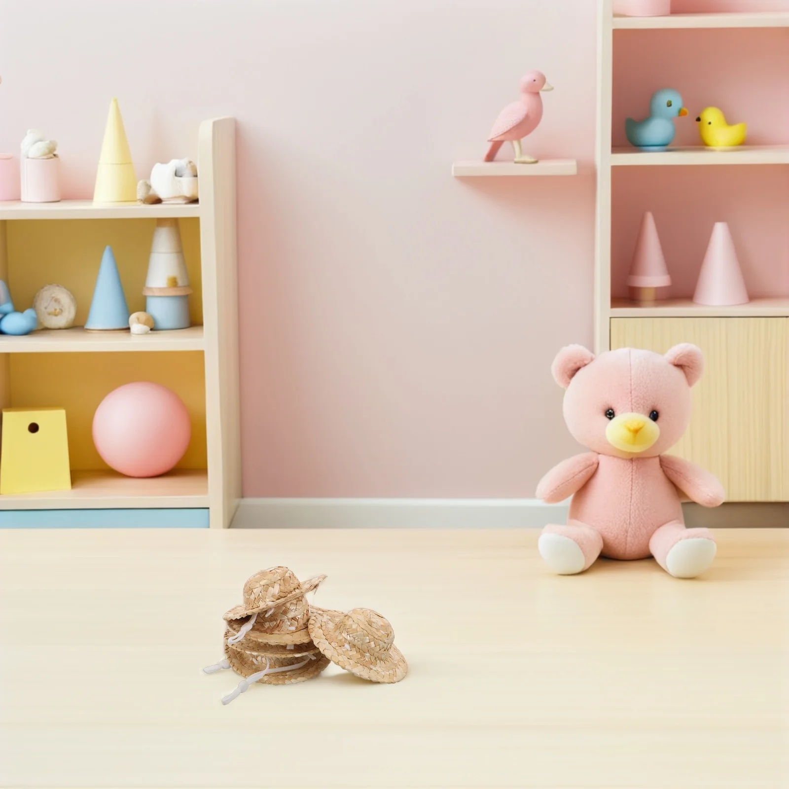 10개 미니 밀짚모 핸드메이드 작은 인형집 소브레로 DIY 공예 작은 모자 액세서리 창의적 놀이 증강제