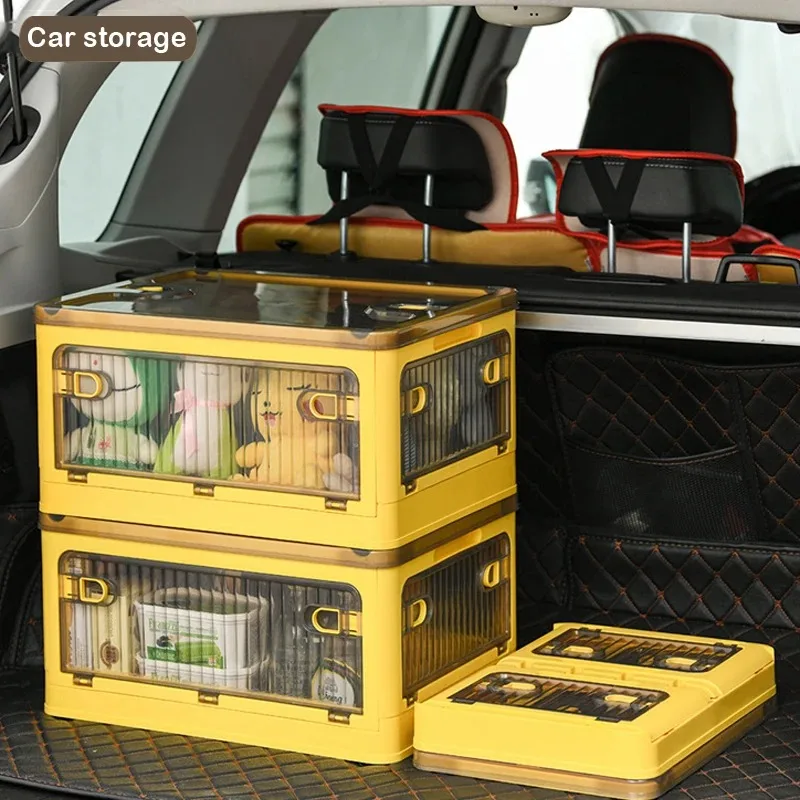 

Transparent Plastic Folding Storage Boxes Trunk Open Closets Home Clothes Toy Organizer Outdoor Multifunction Camping Table Bins