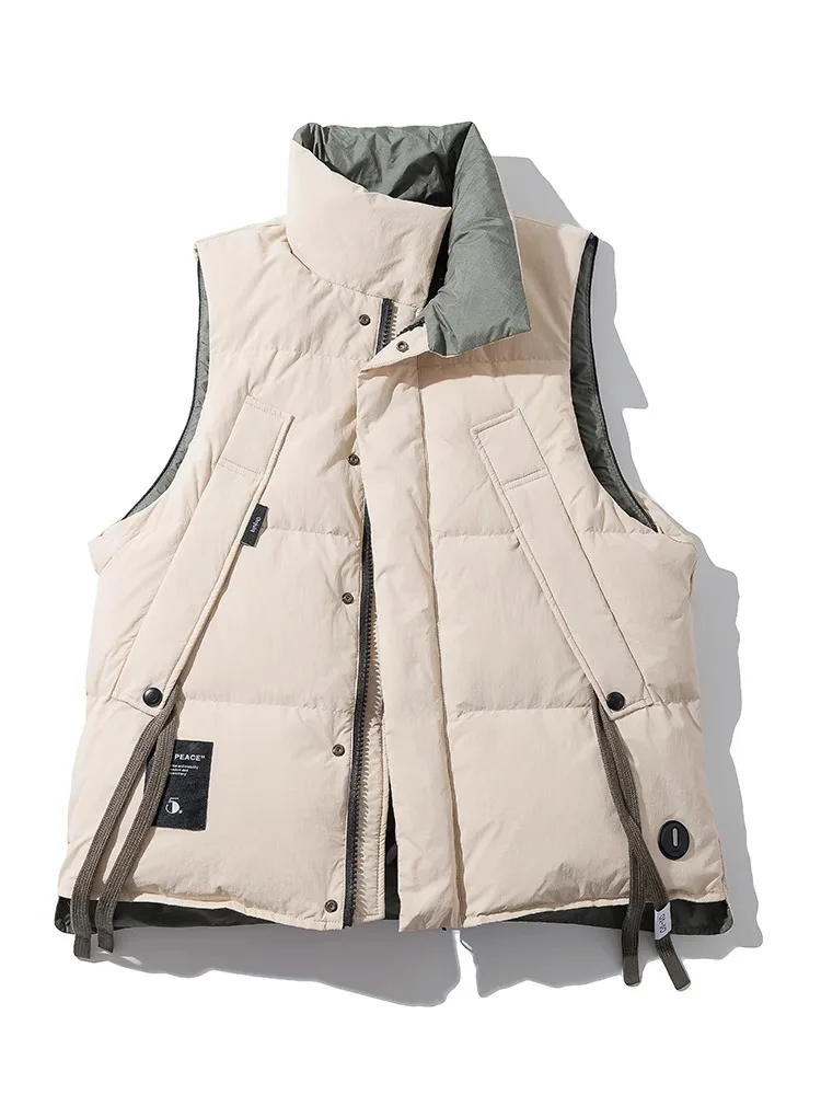 

Thiened down Cotton Vest 2024 Autumn Winter New Sle Warm Loose Fit Stand Collar ex Workwear Faion Korean Sle