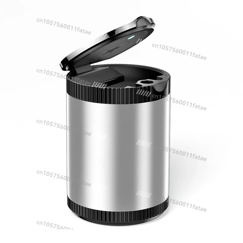 

Car Ashtray, Aluminum Alloy Liner with Cover Anti-fly Ash, with LED Light for Interior Use