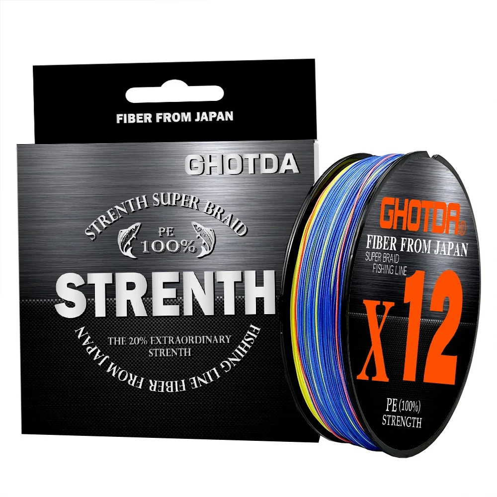 GHOTDA 12 Strands 9 Strands 100m สายตกปลา Braided Pe Super Strong ปลาคาร์พ Sea Ocean Multifilament ลวด 0.6 # -8.0 #   เครื่องมือตกปลา