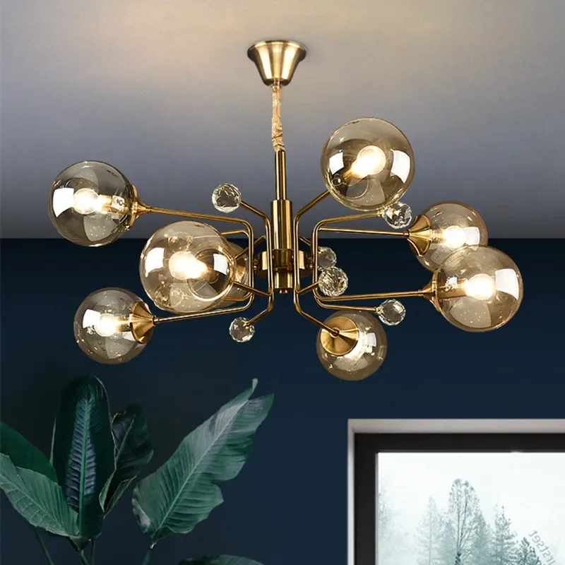 Post-modern Glass Ball Pendant Light Creative Gold Luxury LED Chadneliers Dining Living Room Home Restaurant Decor Lighting